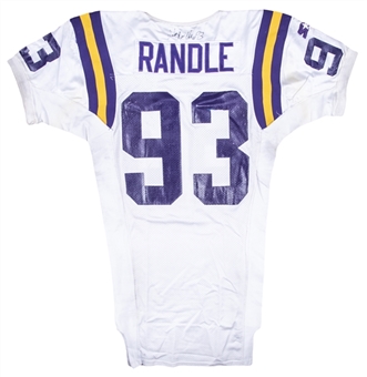 1995 John Randle Game Used & Signed Minnesota Vikings Road Jersey Photo Matched To 11/12/1995 (Beckett)